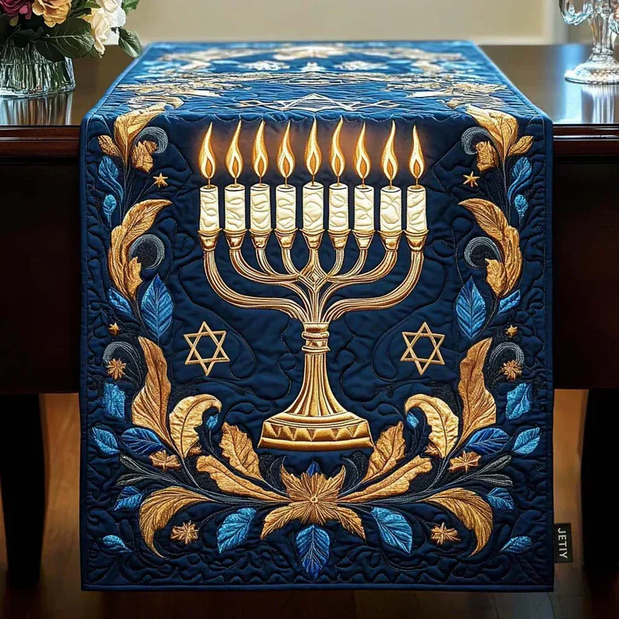 שביל שולחן מרופד - מנורה מוארת